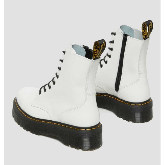 Dr. Martens Jadon Platform Lace Up Combat Boots White Leather Chunky Feminine - Picture 3 of 15